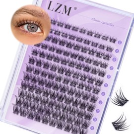LZM Lash Clusters Individual Eyelash Extensions Natural 120Pcs 8-16mm D Curl Wispy Lashes Cluster Thin & Invisible Band DIY False Eyelashes Natural Look DIY at Home (SNR028-D-MIX)