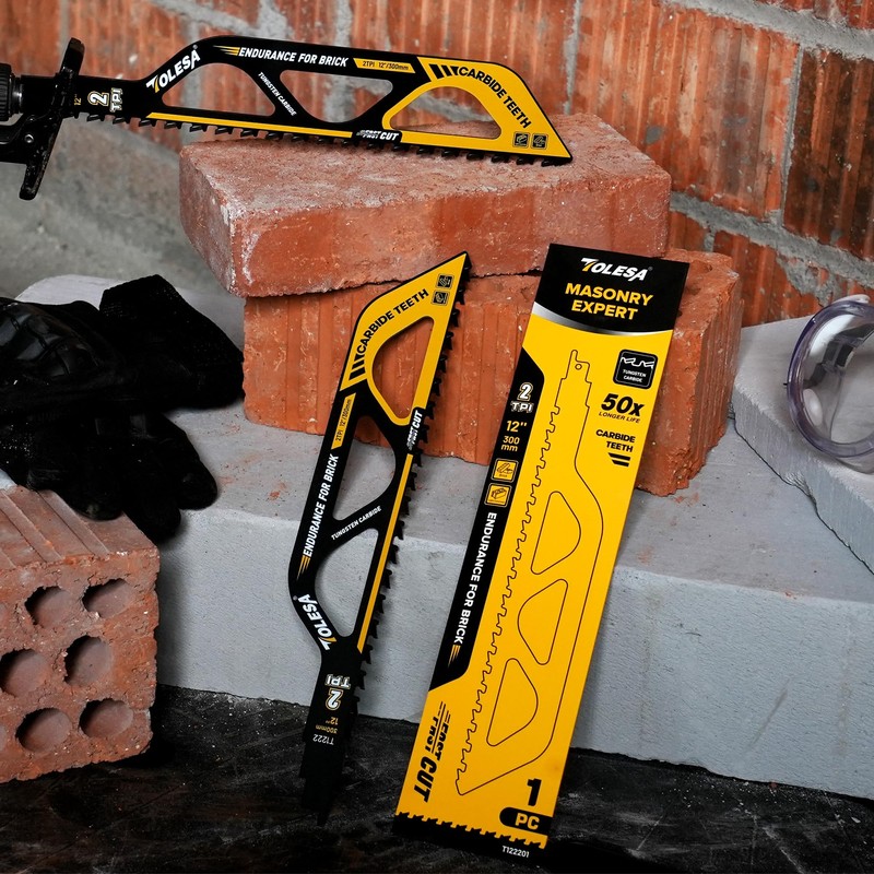 TOLESA Demolition Masonry Reciprocating Saw Blades 12-Inch, Carbide Blades for