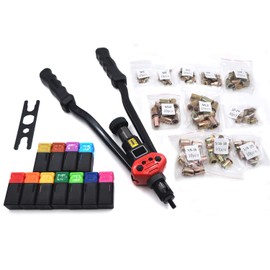HTTMT- Hand Nut Riveter 410mm 16" Rivet Gun Kit Rivnut Setting Tool Nut Setter NutSert Metric & SAE Riveting Gun [P/N:ET-TOOL1-BT607-BK]