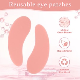 Wiederverwendbare Augenpads aus 100% Silikon Set mit 2 Augencreme Applikator und Hochwertiger Aufbewahrungsbox zum Optimieren deiner Hautpflege gegen Anti Aging, Tränensäcke & Fältchen