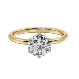 JEWELLERY CRAFT 2 Ct E-F VS Round IGI Certified Diamond Solitaire 6 Prong Wedding Anniversary Ring, 14k Yellow Gold (MOISSANITE- YELLOW GOLD OVER 925 STERLING SILVER)