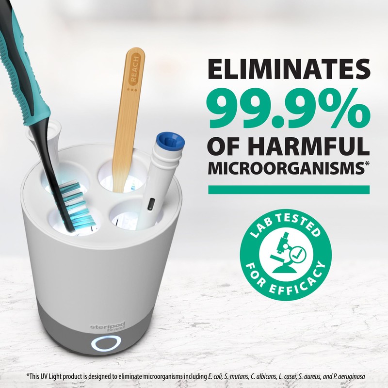 Steripod Brand UV Home Countertop Toothbrush Sanitizer, Reduces Harmful Microorganisms,