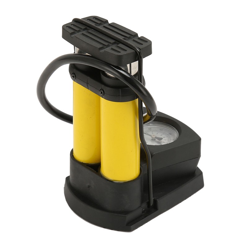 Double Barrel Foot Pump Fast Efficient Multifunction Portable Bike Floor