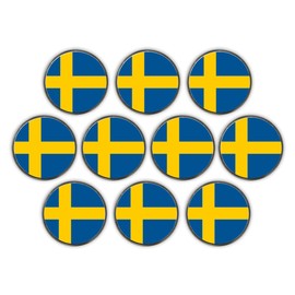 DA VINCI 1 Inch Flag of Countries Metal Golf Ball Markers - Pack of 10 (Sweden)