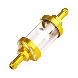 TNAIYH 5/16" Inline Motorcycle Fuel Filter, Aluminum Alloy Reusable Glass Fuel Gasoline Filter, Waterproof Removable Car Modification Accessories, Universal for ATV Dirt Bike (Golden)