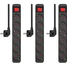 ELRO 3-er Set ELRO ES106 6-Fach Steckdosenleiste mit Schalter und 1,5m Kabel ?C Kindersicherung ?C Schukostecker ?C max. 3680 W ?C T??V-gepr??ft - Schwarz