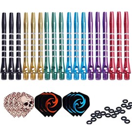 DAHI Dart Accessories Dart Shafts + Dart Flights + Dart Rubber Rings - Pack of 18 Dart Flights, 9 Dart Flights and 20 Dart Rubber Rings (shafts + Flights)