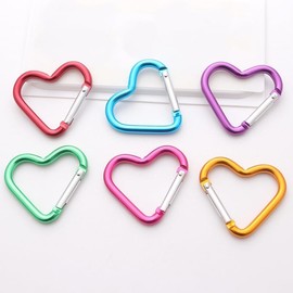 Pink Heart Carabiners Keychain Clips Snap Hook Key Ring for Camping Accessories Backpack Water Bottle Aluminum Alloy Heart Shape,Accessories，Accessory and Keychain Carabiners