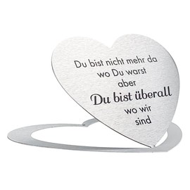 Dolorino Grave Heart with Saying "Du bist nicht mehr da wo Du warst, aber Du bist überall wo wir sind | eine wetterfeste Erinnerung (Grabherz) [German Language]