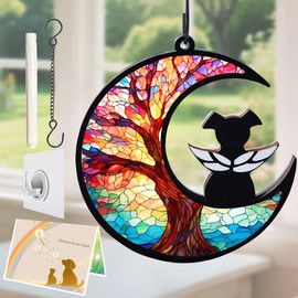 Agoumlux Dog Angel Memorial Suncatcher with Rainbow Bridge Poem Card, Pet Sympathy Gifts for Loss of Dog, Life Tree