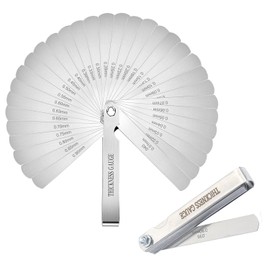 2PCS Youzzei 32 Blades Feeler Gauge, 0.02-1mm(0.0008-0.039 Inch) Dual Markered Feeler Gauge Imperial and Metric, Stainless Steel Feeler Gauges Metric for Guitar, Spark Plug, Piston Measure