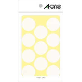 A-One 07240 Color Labels, White, Round, 1.2 inches (30 mm), 14 Sheets