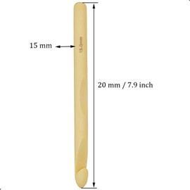 1Pcs 15mm Wood Huge Crochet Hook, Large US Size P/Q, Big Crochet Hooks Needles for Giant Chunky Yarn, DIY Yarn Craft,Nice Gift for Women Adults Kids Children Beginners