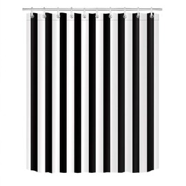 LB Black and White Shower Curtain,Striped Bathroom Curtain,60x72 inch Waterproof Polyester Fabric,Fashion Bath Decor,Ring Hooks Included