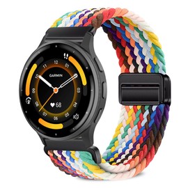 Magnetic Braided Watch Bands Compatible with Garmin Venu 3 45mm/Venu 2/Garmin vivoactive 4/Garmin Forerunner 265/255/255 Music,22mm Wristband,Replacement Nylon Sport Strap for Women Men Pride Edition
