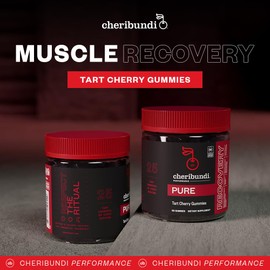 Cheribundi Tart Cherry Gummies Pure | Performance for Maximum Recovery with 25 Tart Cherries | Powerful Antioxidant Support, Non-GMO, Gluten-Free, Vegan | 20 Calories per Serving | 60 Count