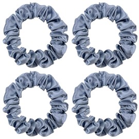 KINDOYO 4 Pieces Hair Silk Stretchy Scrunchies - Solid Color Hairbands Satin Scrunchies Elastic Bands Traceless Ponytail Holder Hair Accessories for Women Girls