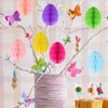 7Pcs Easter Egg Decorations, 3D Honeycomb Easter Decorations, Hanging Egg
