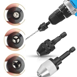2Pcs Keyless Drill Chuck Adapter Set Convert Hex Shank to Drill Chuck for Micro/Mini Drills Chuck Key Replacement