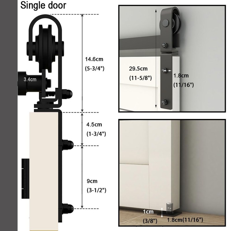 TSMST 3FT/36" Heavy Duty Sturdy Bifold Barn Door Hardware Kit