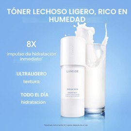 LANEIGE Tónico e hidratante para la piel en crema: Tóner lechoso coreano ligero y recargable con ceramida y péptido para hidratación, reafirmación y soporte de barrera