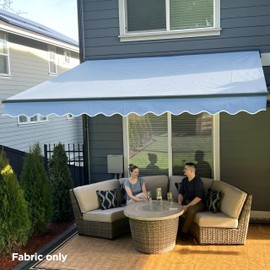 ALEKO Patio Awning Fabric Replacement | 16x10 Feet | 100% Polyester Canopy Cover, Sun Shade, Deck, Balcony | UV Protection | Sky Blue