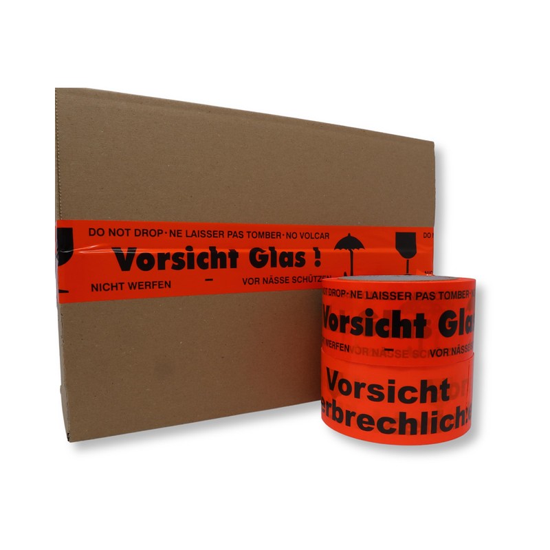 gws Caution Glass Notice Tape 6 Rolls Hallway Orange PVC