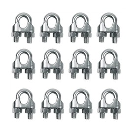 Voarge 12 Pcs Wire Rope Cable Clip Clamps M3 for 1/8" Wire Rope Cable Grip for Rigging Rope and Tension Cable