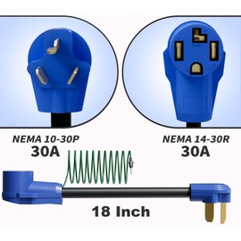 FROSTYRIDER 1.5 FT Dryer Plug Adapter 4 Prong to 3 Prong,4P Newer Dryer to 3P Older House,NEMA 10-30P to 14-30R Dryer Adapter Cord,220V 30 Amp,With green ground wire,ETL Listed