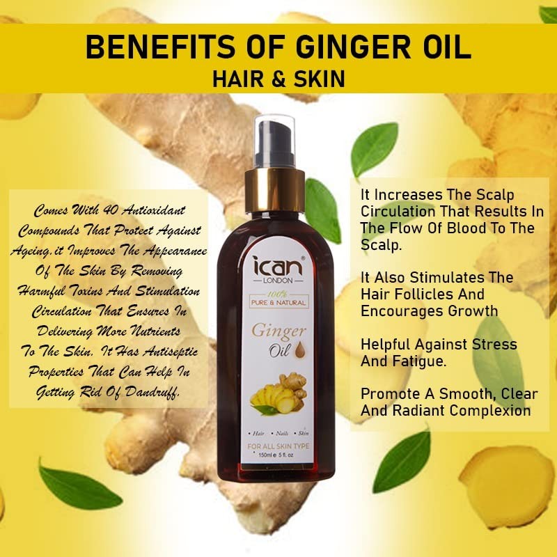 ICAN LONDON Aromatherapy 100% Pure Ginger Oil 150ML