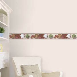 CONCORD WALLCOVERINGS ™ Wallpaper Border Vintage Pattern Sewing Threads Needles Knitting Stuff for Cottage Laundry Room Home Office, Cream Burgundy Green, 15 ft by 5.5 in BT77704LL