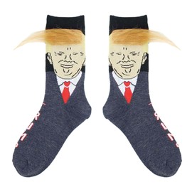 Trump Socks with Hair Funny Socks to Wear with Trump shoes Novelty President 2024 Socks Trump Merchandise Gift for Men Women