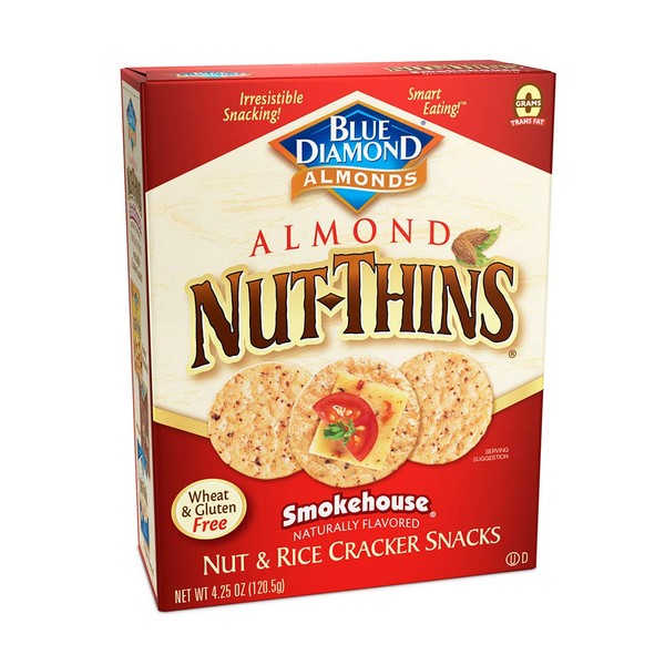 Blue Diamond Almonds Nut Thin Crackers Crisps, Smokehouse, 4.25 Oz