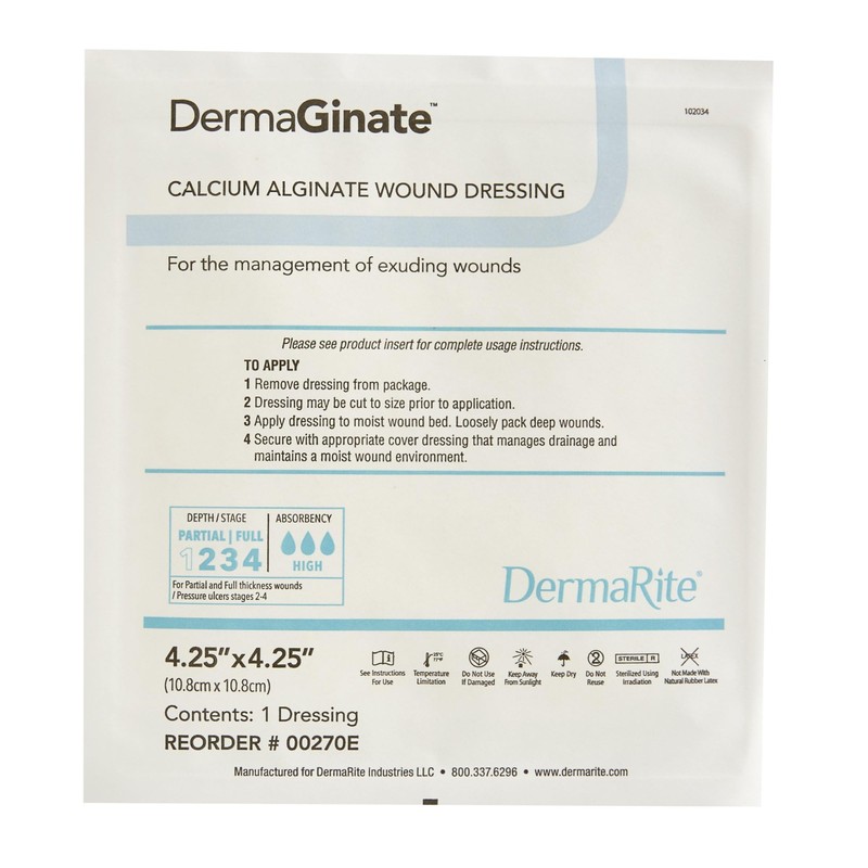 DermaRite's DermaGinate, Calcium Alginate Wound Care Dressing - Sterile, Highly