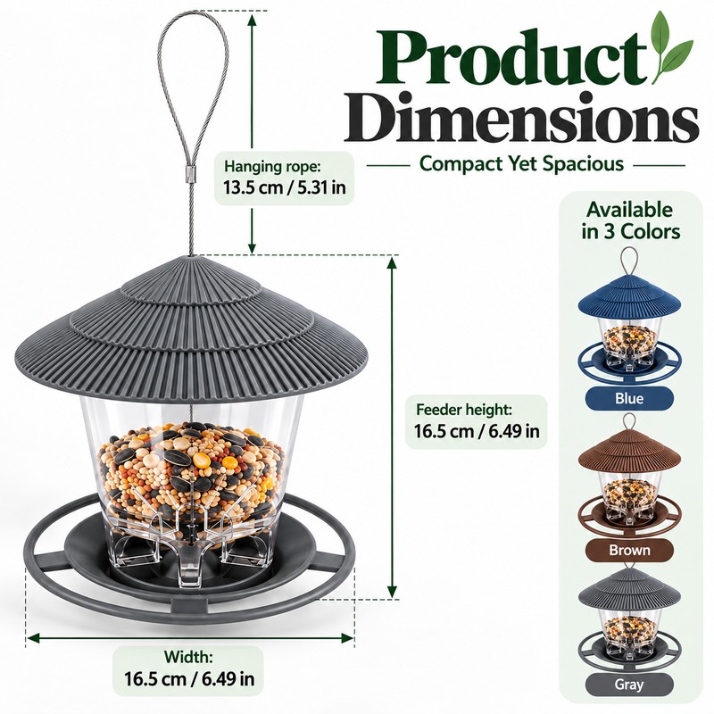 Hanging Bird Feeder for Wild Birds – Gazebo-Style Plastic Seed