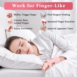 Fanwer Finger Splint Set, Adjustable Trigger Finger Splint, Reversible Finger Support Brace Finger Stabilizer for Broken Fingers, Pink(3PCS)