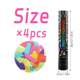 FePen Confetti Cannon x 4, Wedding Confetti Cannon, Biodegradable, Party Popper, Confetti Cannon XXL for Indoor and Outdoor Use (Colourful)
