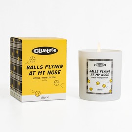 Literie Clueless Inspired Scented Candle: Balls Flying at My Nose - Citrus and White Cotton Scent, 9oz, 50 Hour Burn, Vegan Soy & Coconut Blend Candle for Home Decor, Gift for Women & Men