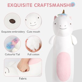Dalmao 55 cm Long Unicorn Plush Cushion, Unicorn Soft Toy, Cuddly Toy, Cute Plush Toy, Sleeping Pillow, Gifts for Children, Birthdays, Easter