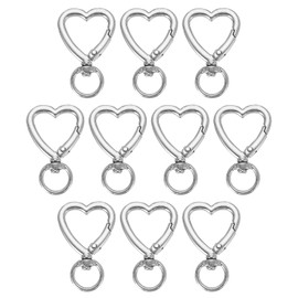 PATIKIL Little Heart Keychain Clip, 10 Pcs Little Heart Swivel Key Ring Snap Hook Clip Zinc Alloy Trigger Spring Buckle for Keychains Bags Purses Handbag Jewelry Making, Silver