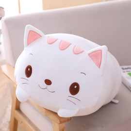 COSGOO Cute Plush Cat Stuffed Squishy Animal Cat Cylindrical Body Cat Pillow,Super Soft Cat Hugging Toy Pillow Kids Kawaii Sleeping Cat Pillow Gifts for Bedding Decor or Home Decor 8-Inch