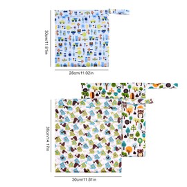 QUACOWW Pack of 3 Nappy Bags, Wetbag Nursery Reusable Cloth Nappies Waterproof Bag High Capacity Nappy Bag for On the Go (Home), Blau, Clothes bag