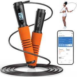 RENPHO Jump Rope, Smart Jumping Rope Counter with APP, Fitness Skipping Ropes for Men Workout, Exercise Skip Rope for Women - Orange