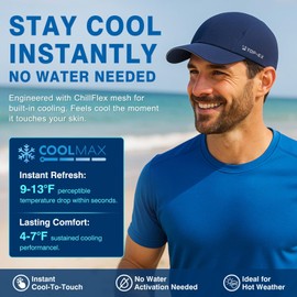 parte superior-EX ChillFlex Runner Cap XL/XXL – Gorra de béisbol sin estructura de ajuste elástico para verano, gorro de malla UV refrescante para correr y golf, Azul Marino Frío, Medium-Large