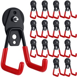 Landhoow 14 Pcs Large Magnetic Hooks Heavy Duty Garage Magnet Hooks Strong Storage Utility Magnetic Hangers with Anti Slip Rubber Coating for Indoor and Outdoor Hanging (Red)