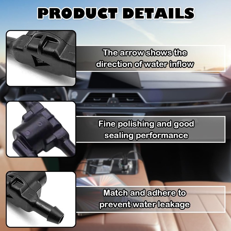 2-Pack Non-Return Windshield Washer Valve, valves with washers,3-Way OE- Black