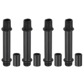 PATIKIL Straight Tube Lamp Stem Set, Lamp Stem 4 Pieces M10 Carbon Steel 50 mm (1.97 Inches) Long Double Sided Threaded Tube with Coupling Nut Sleeve for Chandelier, Black
