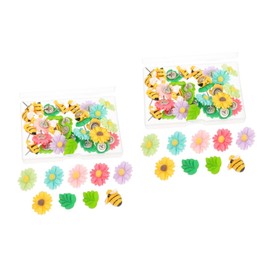 Operitacx 2 Sätze Biene Green Leaf Reißzwecke Cartoon-stecknadeln Für Satin-BH Tafelnägel Dekorative Reißnägel Stifte Lustig Reißzwecken Masse Brads Aus Kork Wand Harz + Metall 30 Stück * 2