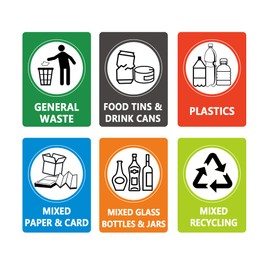 Recycle Sticker Signs for Trash Can,Self-Adhesive Waterproof and Fade Resistant Recycling Labels for Home,Office,Apartment,Hotel,School and Public Area,6 Pcs Per Pack