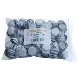 BALLIIHOO Pack of 250 Crown Bottle Caps - White